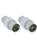2 Raccords Coaxial 9.52 mm Male/Male + Femelle/Femelle