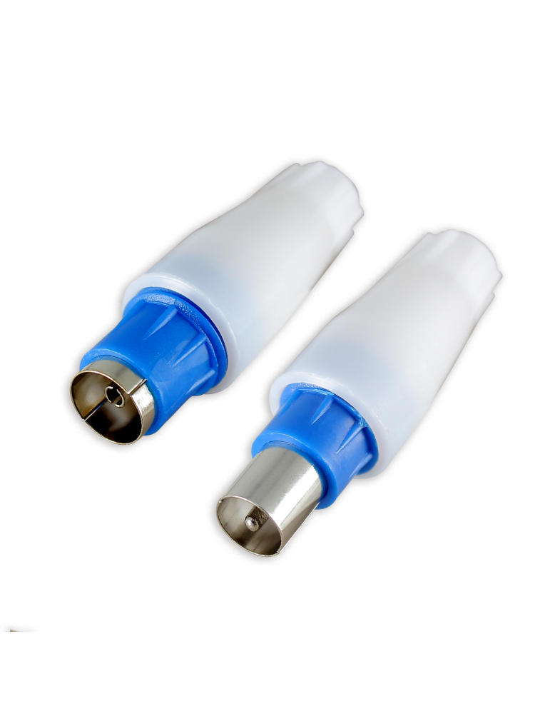 2 Fiches coaxiales TV normalisées 9,52 mm - 1 Mâle + 1 Femelle