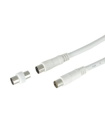 Prolongateur TV 9,52 mm blanc mâle/femelle 1,5 mètre + adaptateur mâle/mâle - SEDEA - 944201