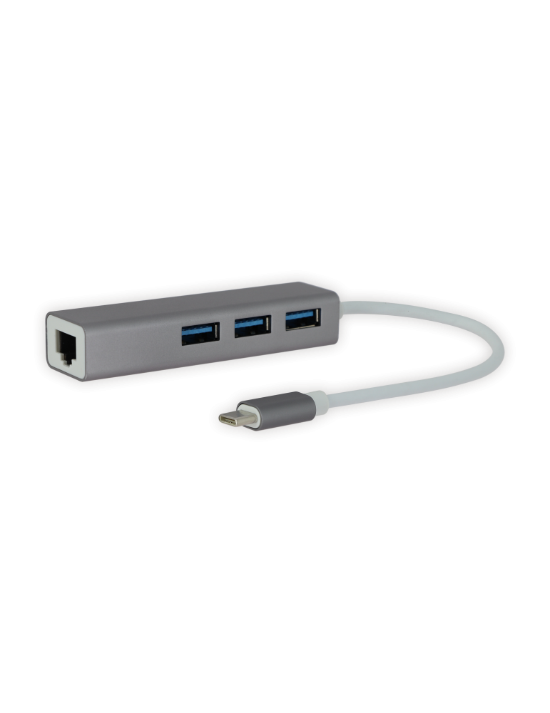 Adaptateur USB-C vers 3x USB + RJ45 (100 Mbps)
