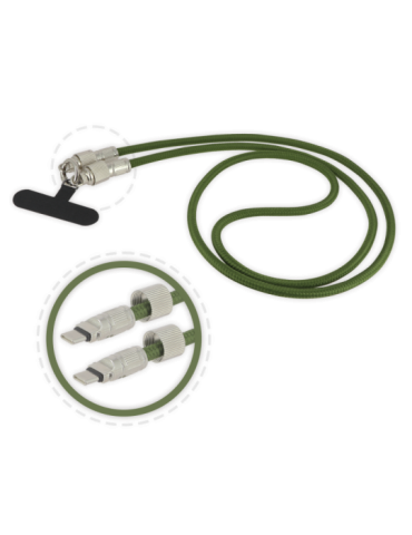 Bandoulière pour Smartphone avec Cordon USB-C Intégré verte 1m20