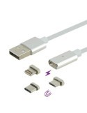 Cordon aimanté USB / Lightning | USB-C | Micro USB - 3 en 1 - Mâle / Mâle | 1 mètre