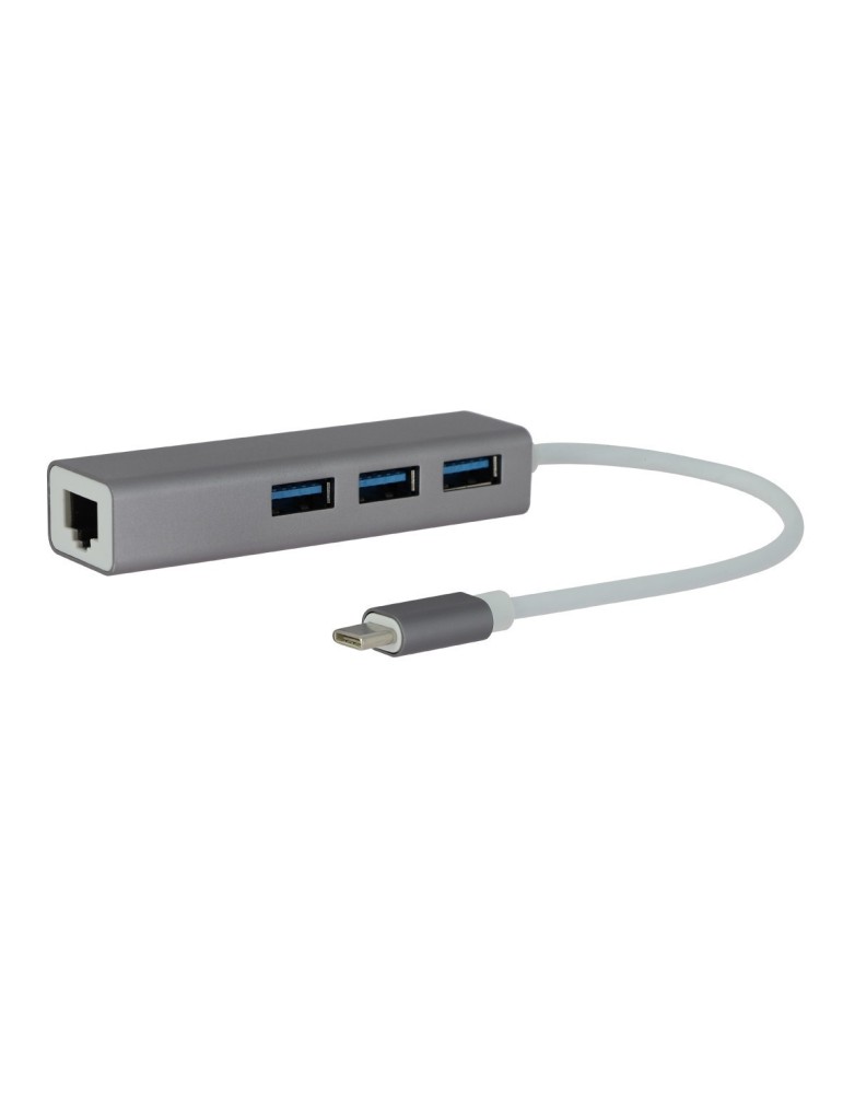Hub USB-C? SuperSpeed 3 ports USB 3.0 portable + adaptateur réseau RJ45 - FUJIONKYO - 423408