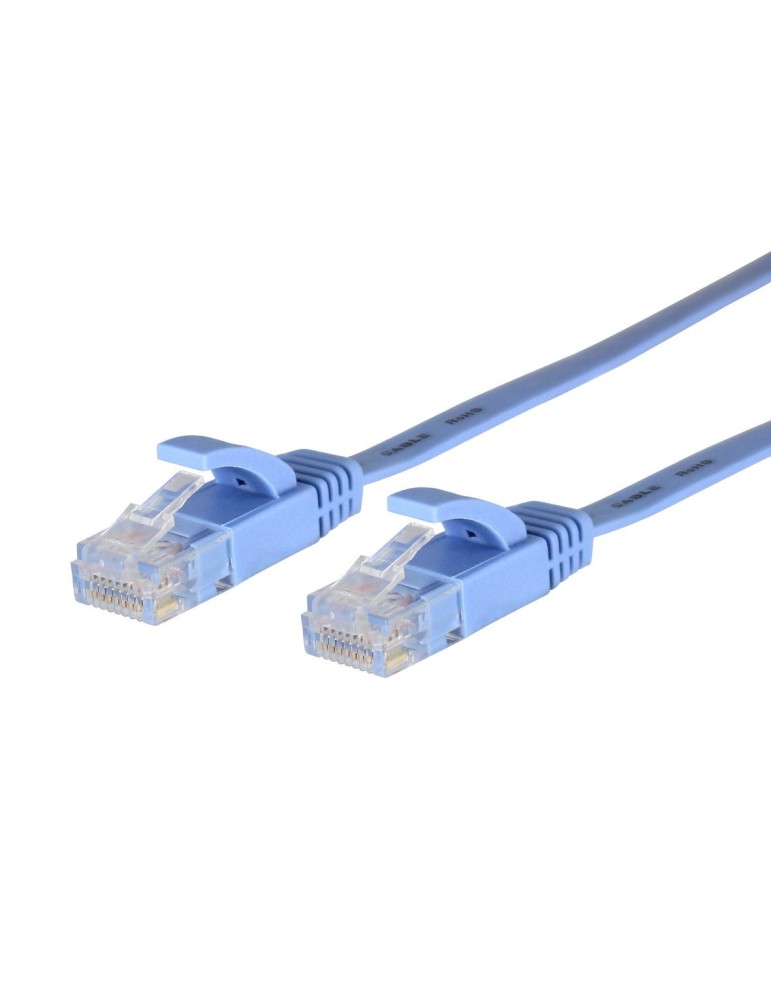 Câble réseau/ethernet Plat RJ45 LAN mâle/mâle Cat6  bleu avec blindage UTP 10 mètres - FUJIONKYO - 423079