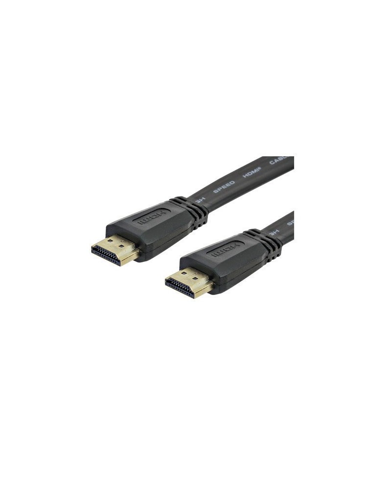 Cordon HDMI Plat professionnel noir audio/vidéo mâle/mâle - 2 mètres - Gold compatible 3D, 4K