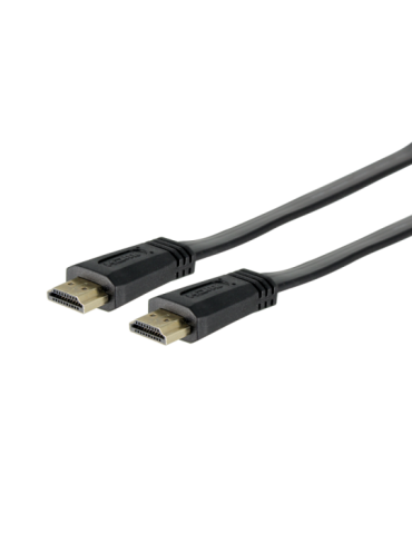 Cordon HDMI Plat professionnel noir audio/vidéo mâle/mâle - 2 mètres - Gold compatible 3D, 4K