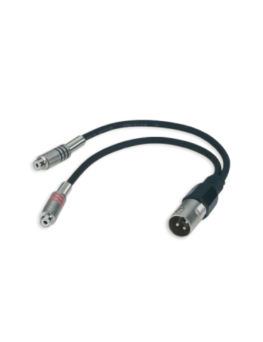 Cordon adaptateur 2 RCA FEMELLES / 1 XLR MALE - 20cm