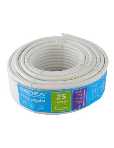 Câble coaxial 17 VAtC/PH/A Triple Blindage en couronne de 25 mètres - blanc - SEDEA - 032725
