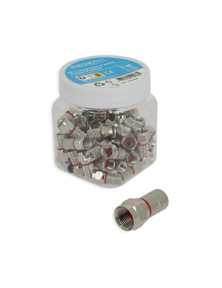 Boîte de 50 connecteurs F mâles à visser Premium pour câbles 25V/PAtC