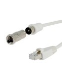 Cordon RJ45/TV (VDI) | Mâle / Mâle | Adaptateur coaxial femelle / F mâle | 2 mètres