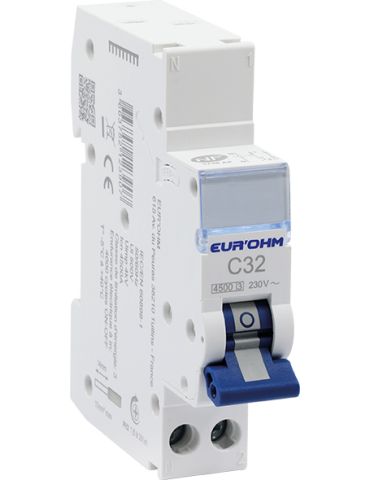 Disjoncteur 1P+N 32A courbe C connexion rapide/vis 4,5kA NF