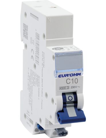 Disjoncteur 1P+N 10A courbe C connexion rapide/rapide 4,5kA NF