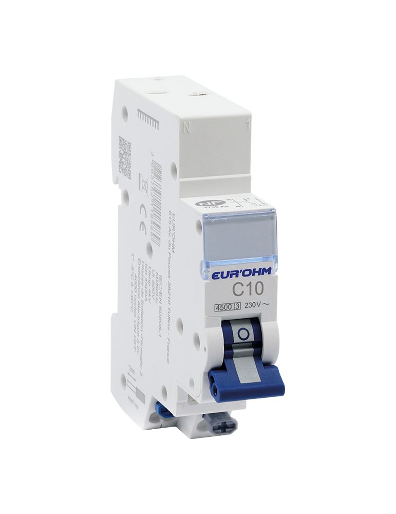 Disjoncteur 1P+N 10A courbe C connexion rapide/rapide 4,5kA NF