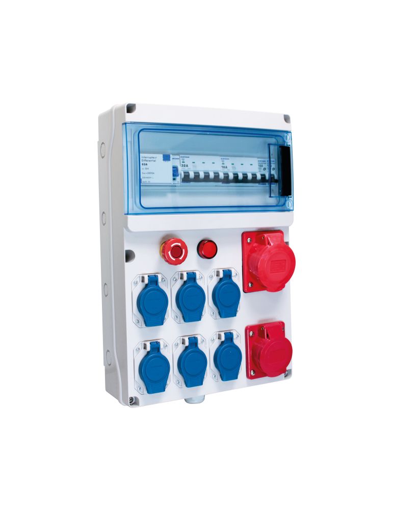Coffret de chantier tri1 ID 4x63A+ 3disj.+ 1PC tri 16A+1PC tri 32A+4PC+1tri