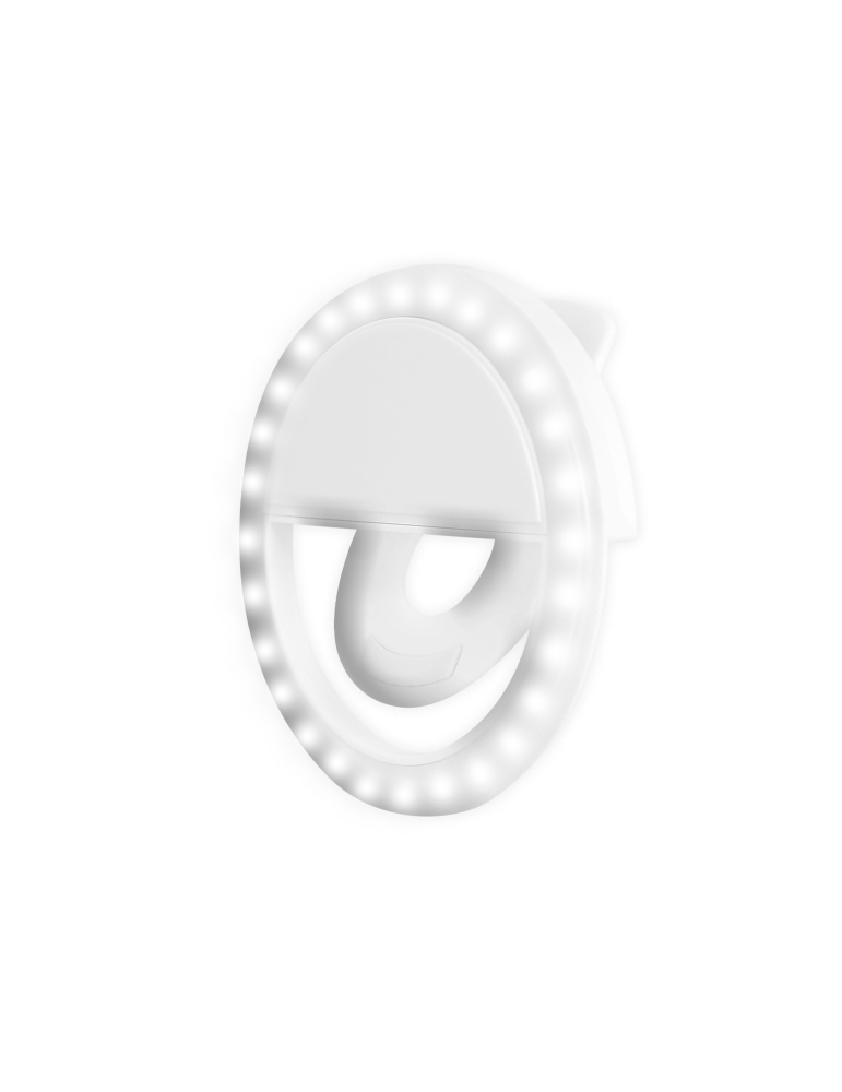 Anneau Lumineux Rechargeable pour Selfie avec Pince - 3 Niveaux de Luminosité