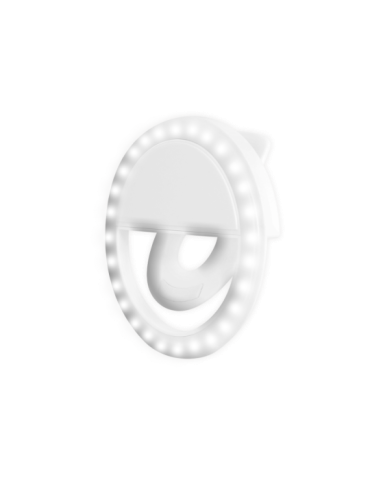 Anneau Lumineux Rechargeable pour Selfie avec Pince - 3 Niveaux de Luminosité