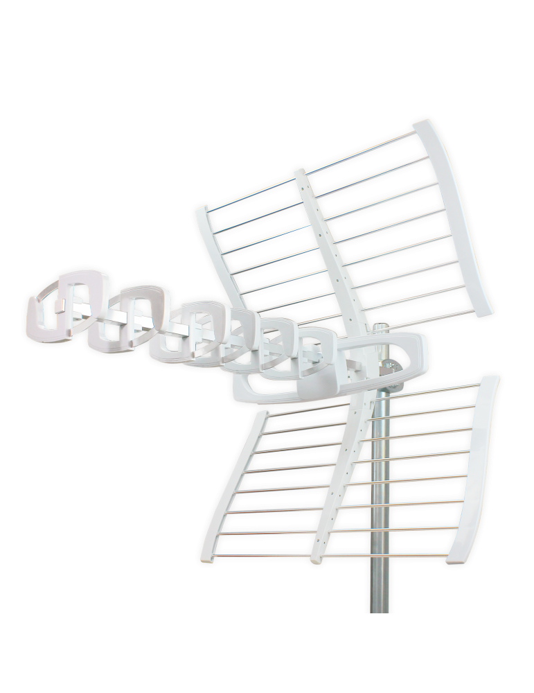 Antenne TV amplifiée TNT Ultra HD extérieure DISCOVERY V2 46 dB, filtre 4G/5G-LTE700 avec pointeur