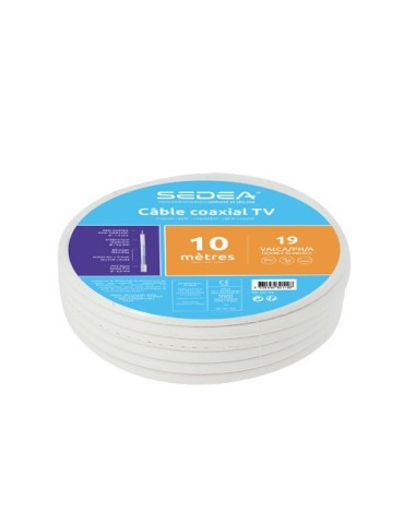 Câble coaxial 19 VAtCA/PH/A Double Blindage en couronne de 10 mètres - blanc - SEDEA - 032110