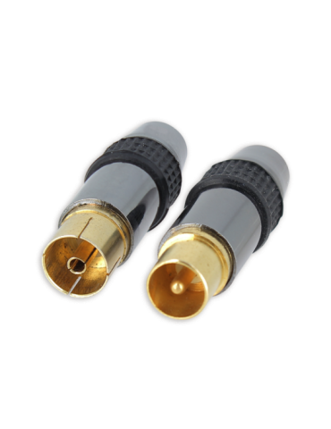 2 fiches coaxiales IEC 9.52 GOLD | Mâle + Femelle