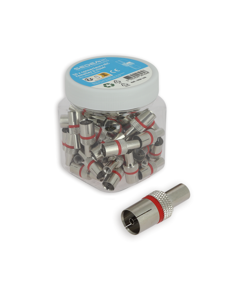 Boîte de 50 connecteurs IEC femelles à visser pour câbles 25V/PAtC