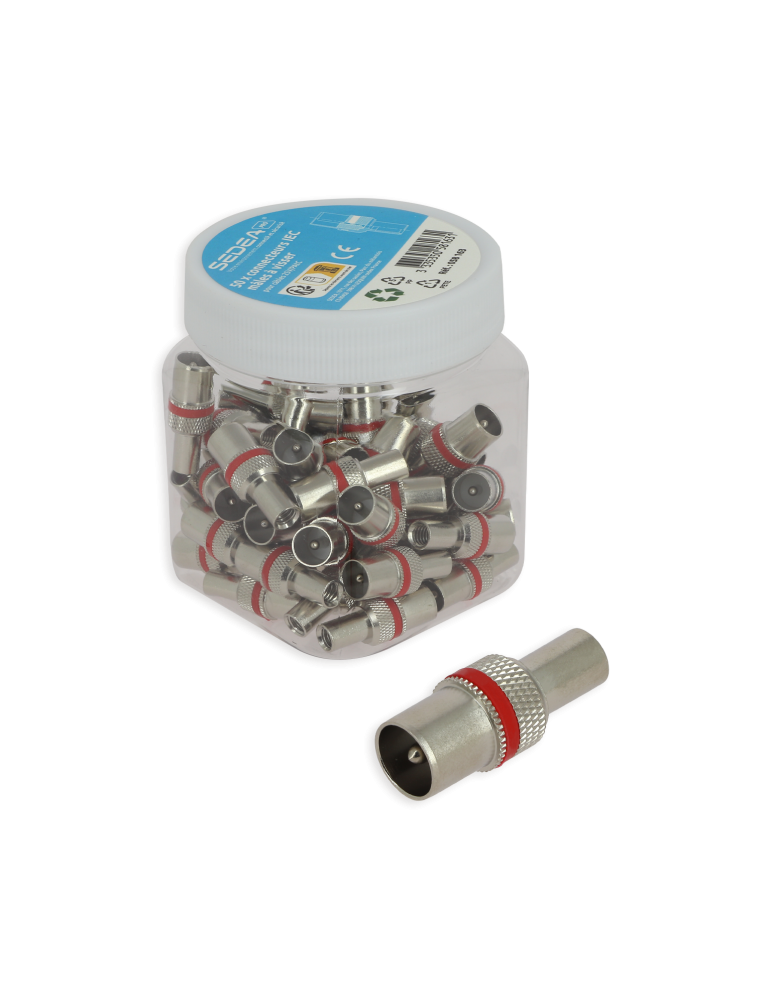 Boîte de 50 connecteurs IEC mâles à visser pour câbles 25V/PAtC