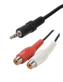 Cordon Jack / RCA Jack Ø 3,5 Mâle / 2 RCA Femelles 1,50 mètre