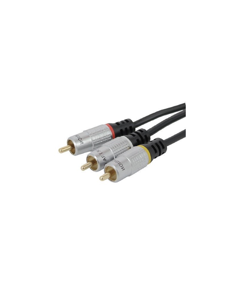 Cordon 3 RCA Haute qualité mâle/mâle 3 mètres GOLD - FUJIONKYO - 424720