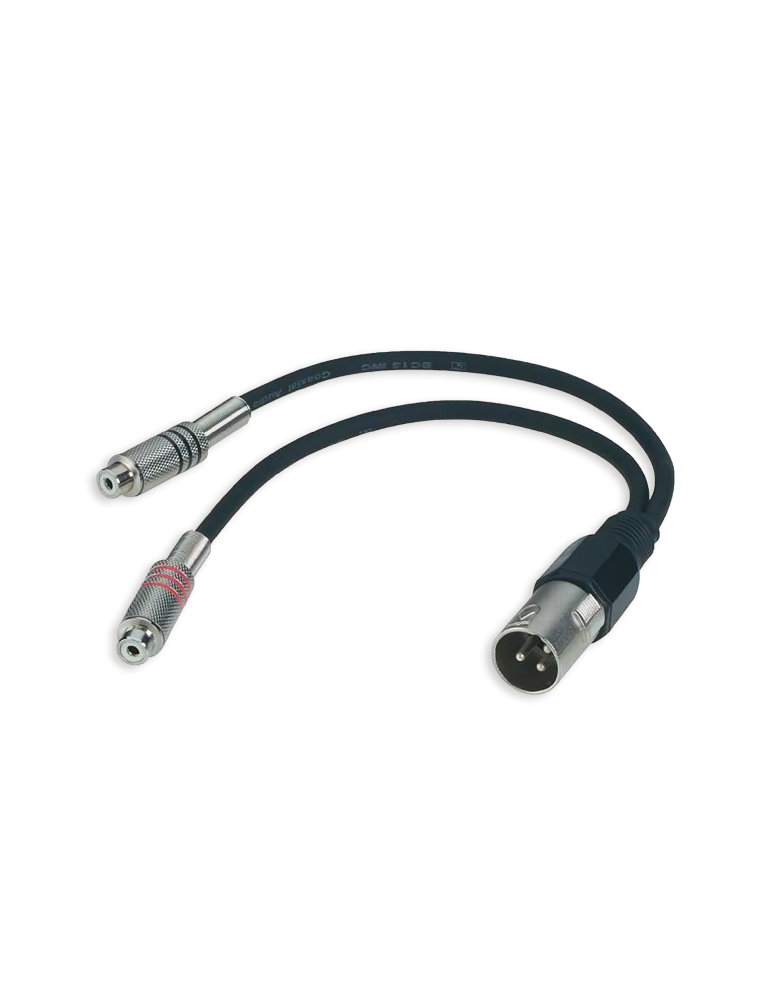 Cordon adaptateur 2 RCA FEMELLES / 1 XLR MALE - 20cm