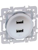 SQUARE chargeur dble USB A 5,5V SILVER