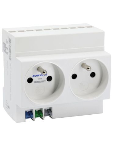 Prise de courant double 16A/230V 2P+T modulaire connexion rapide